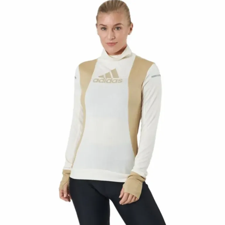 Adidas Blocked Longsleeve Tee Women Wonder White / Beige Tone