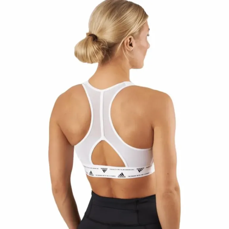 adidas Powerreact Training Medium-Support 3-Stripes Bra White
