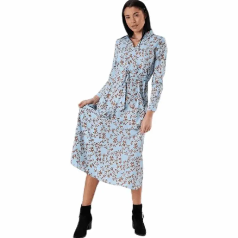 Alma Poly L/S Shirt Dress Aop Blue