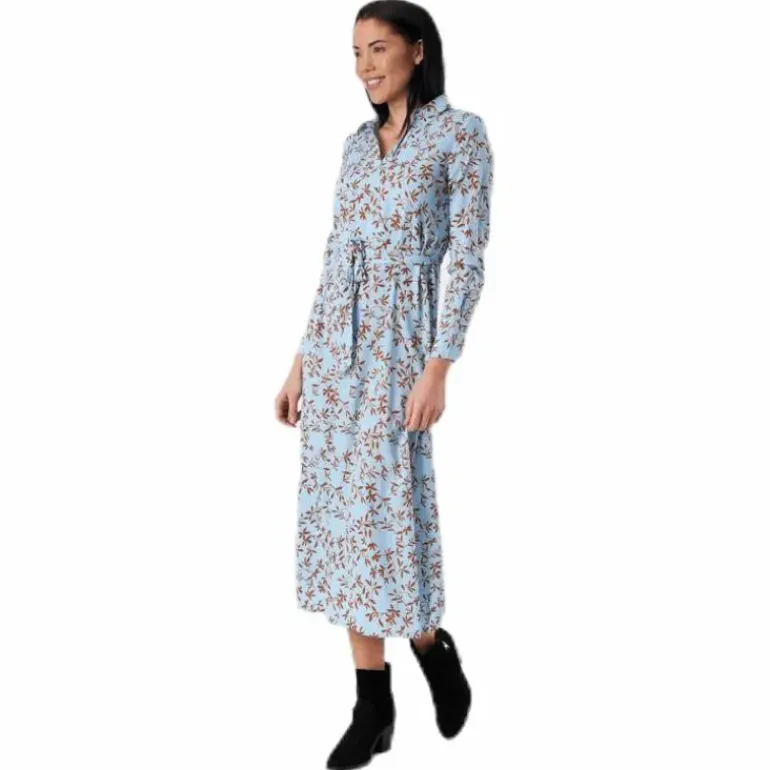 Alma Poly L/S Shirt Dress Aop Blue