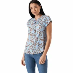 Alma Poly S/S Top Aop Blue