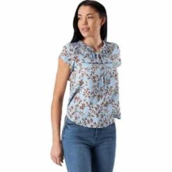 Alma Poly S/S Top Aop Blue