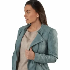 Ava Faux Leather Biker Otw Green