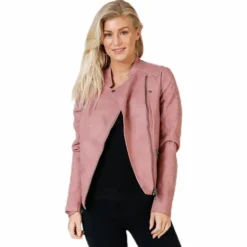 Ava Faux Leather Biker Otw Pink