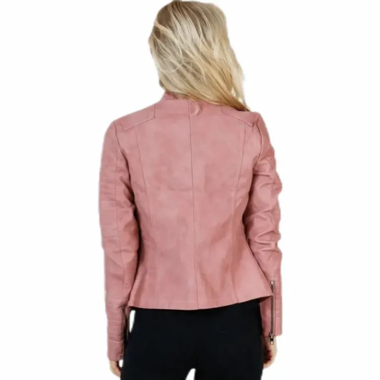 Ava Faux Leather Biker Otw Pink