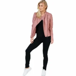 Ava Faux Leather Biker Otw Pink