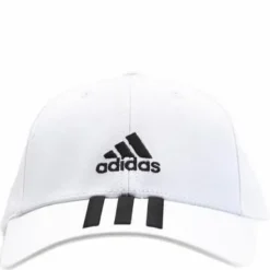 Baseball 3 Stripes Cap Cotton Twill White / Black / Black