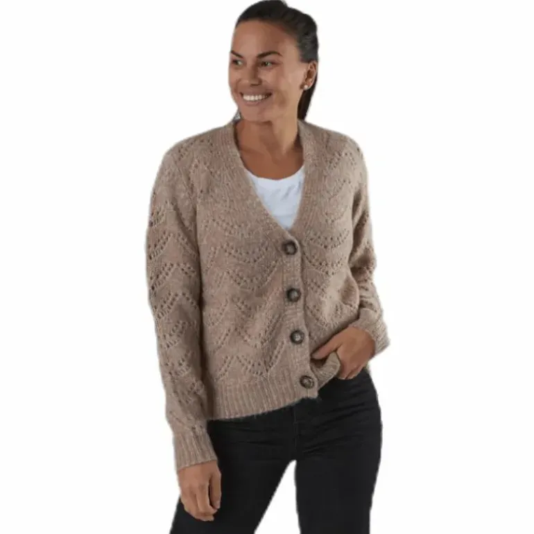 Bibi Ls Knit Cardigan Beige