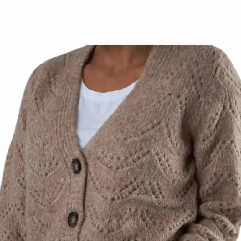 Bibi Ls Knit Cardigan Beige