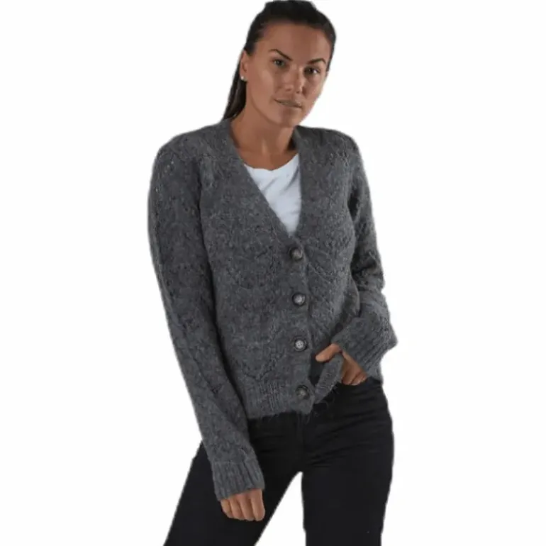 Bibi Ls Knit Cardigan Grey