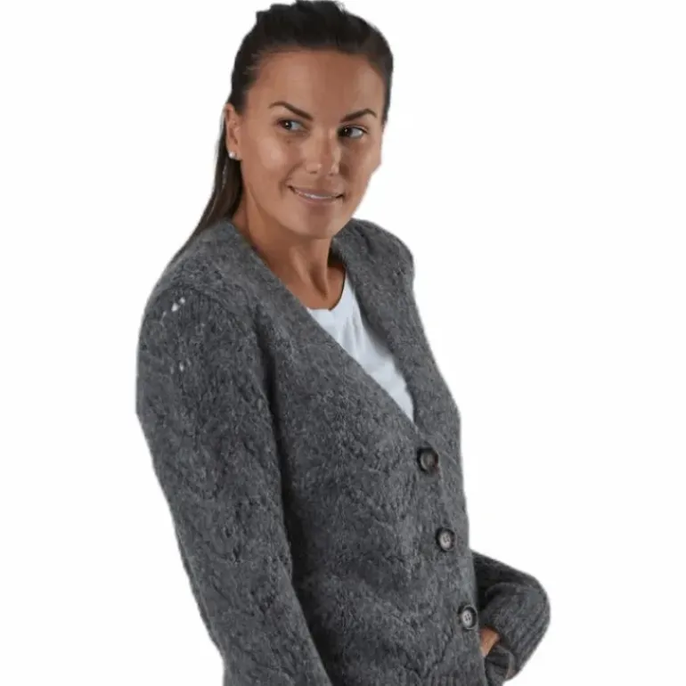 Bibi Ls Knit Cardigan Grey