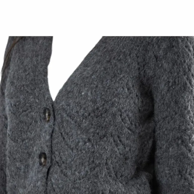 Bibi Ls Knit Cardigan Grey