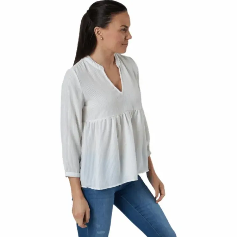 Bloom 3/4 Top Wvn White