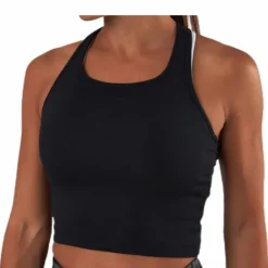 Bold Rib Crop Tank Black