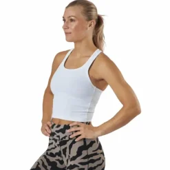 Bold Rib Crop Tank White