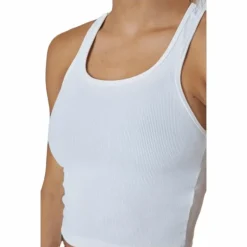 Bold Rib Crop Tank White