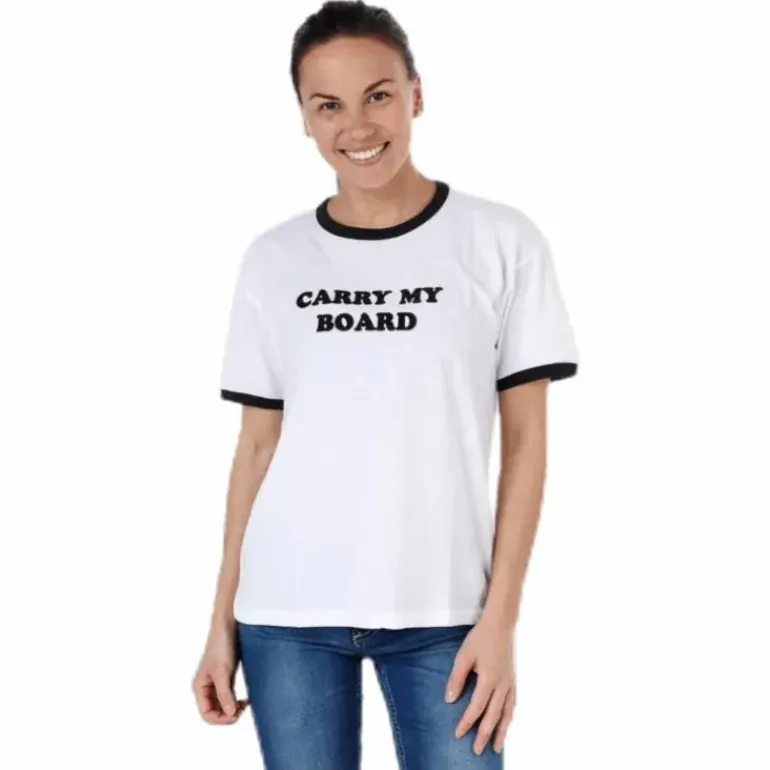 Carry My Board Ringer Tee White/Black