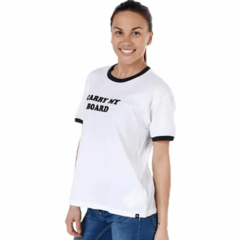 Carry My Board Ringer Tee White/Black