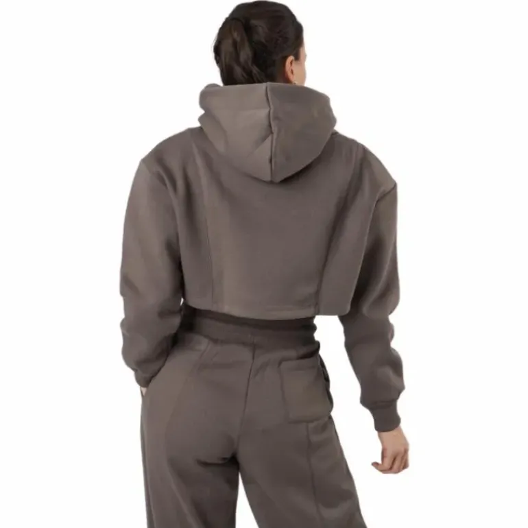 Chill Lounge Cropped Hoodie Taupe