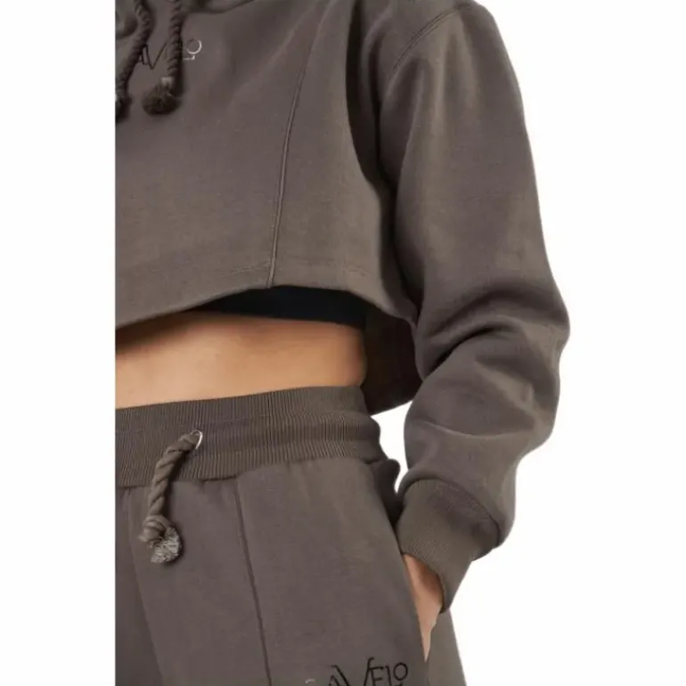 Chill Lounge Cropped Hoodie Taupe