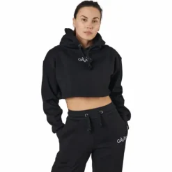Chill Lounge Cropped Hoodie Black