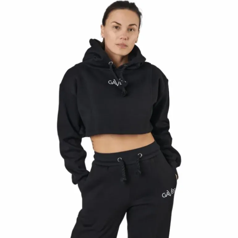 Chill Lounge Cropped Hoodie Black