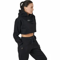 Chill Lounge Cropped Hoodie Black