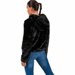 Chris Fur Hooded Jacket Otw Black