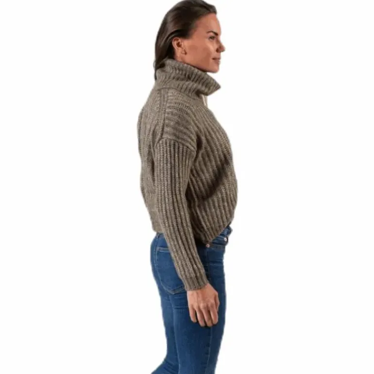 Chunky L/S Rollneck Pullover Beige
