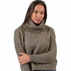 Chunky L/S Rollneck Pullover Beige