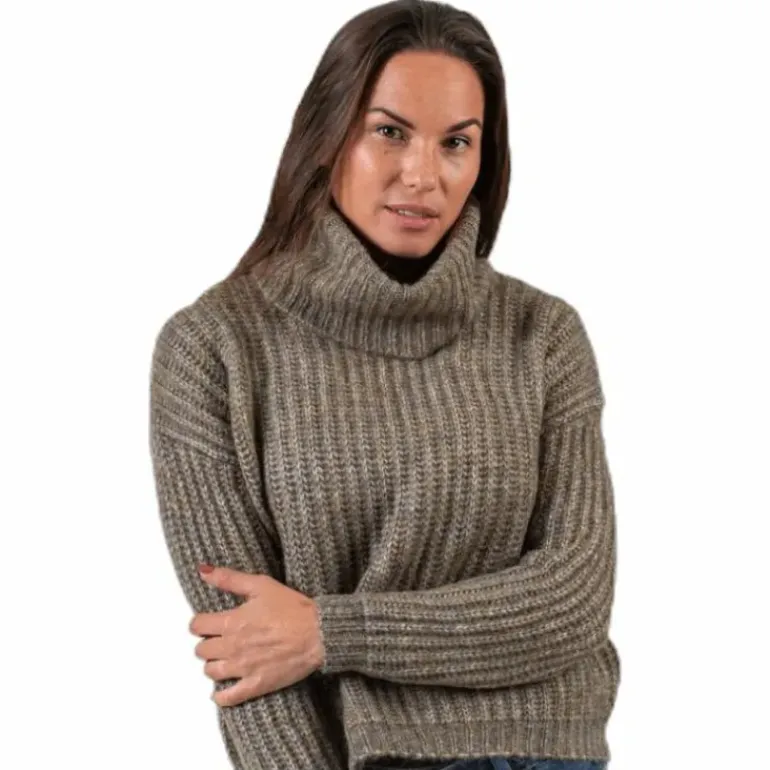 Chunky L/S Rollneck Pullover Beige