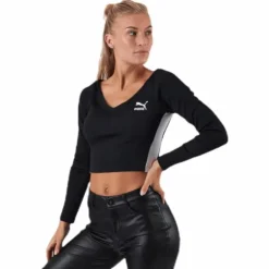 Classics Ribbed Longsleeve Cropped Top Black