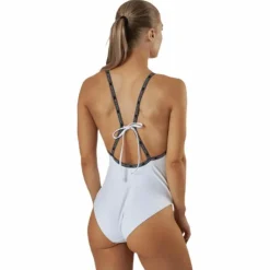 Core Logo Tape Square Neck Swimsuit White