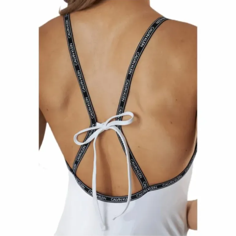 Core Logo Tape Square Neck Swimsuit White