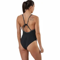 Core Logo Tape Square Neck Swimsuit Black