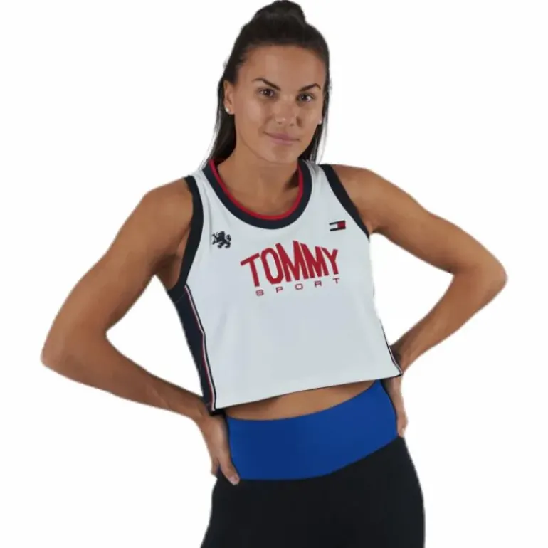 Crop Tommy Tank Top Blue/White