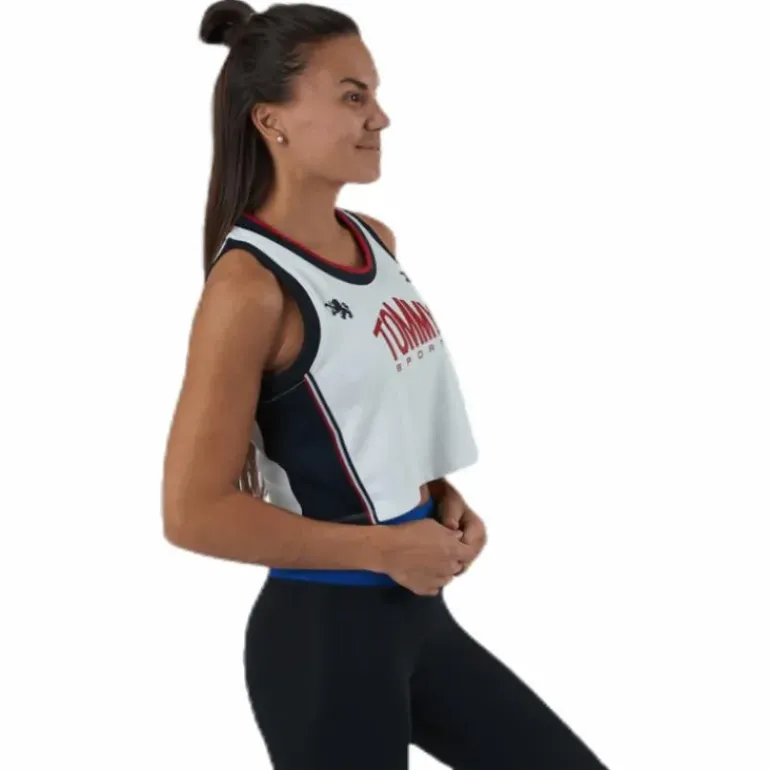 Crop Tommy Tank Top Blue/White