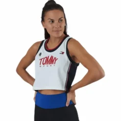 Crop Tommy Tank Top Blue/White
