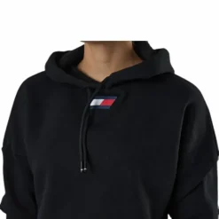 Cropped Hoody Flag Logo Black