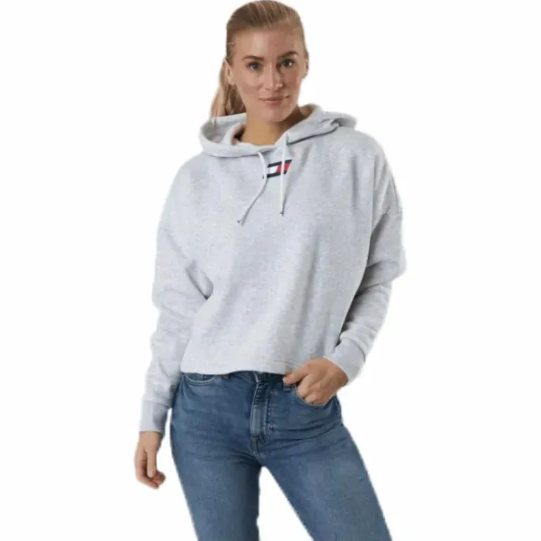 Cropped Hoody Flag Logo Grey