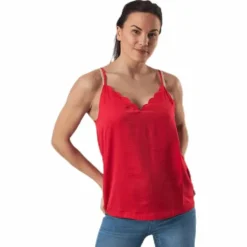 Debbie Singlet Wvn Red