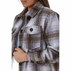 Deena-Oma L/S Check Shacket Cc Pnt White