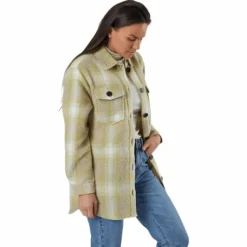 Deena-Oma L/S Check Shacket Cc Pnt White