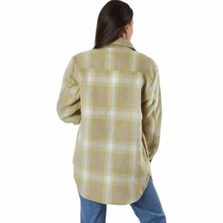 Deena-Oma L/S Check Shacket Cc Pnt White