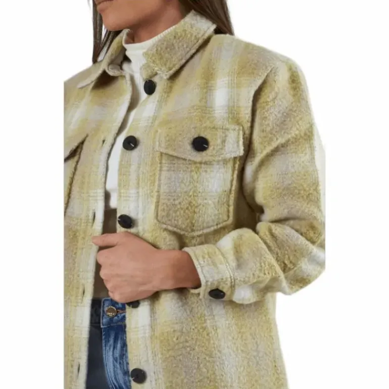 Deena-Oma L/S Check Shacket Cc Pnt White