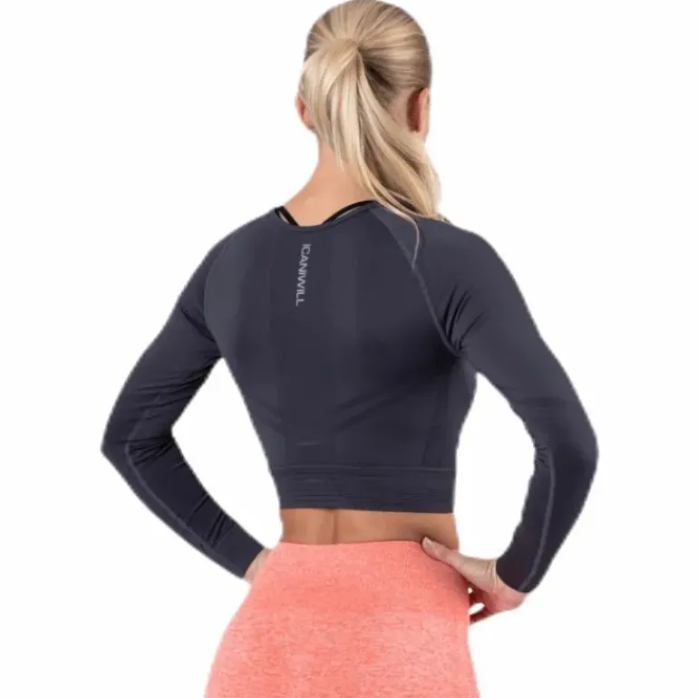 Define Seamless L/S Crop Top Grey