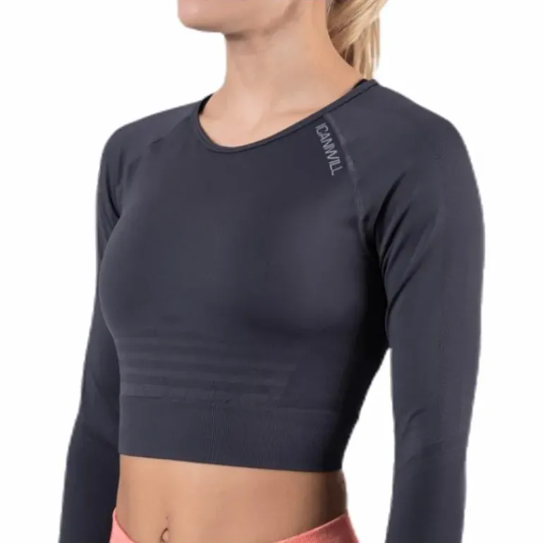 Define Seamless L/S Crop Top Grey