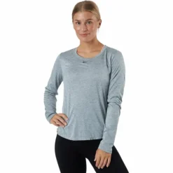 Dri-FIT One Women's Standard Fit Long-Sleeve Top PARTICLE GREY/HTR/BLACK