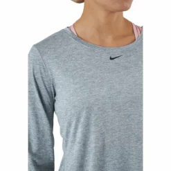 Dri-FIT One Women's Standard Fit Long-Sleeve Top PARTICLE GREY/HTR/BLACK