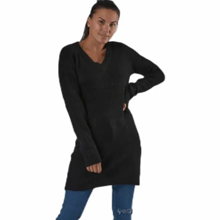 Ellen Ls V-Neck Knit Dress Black